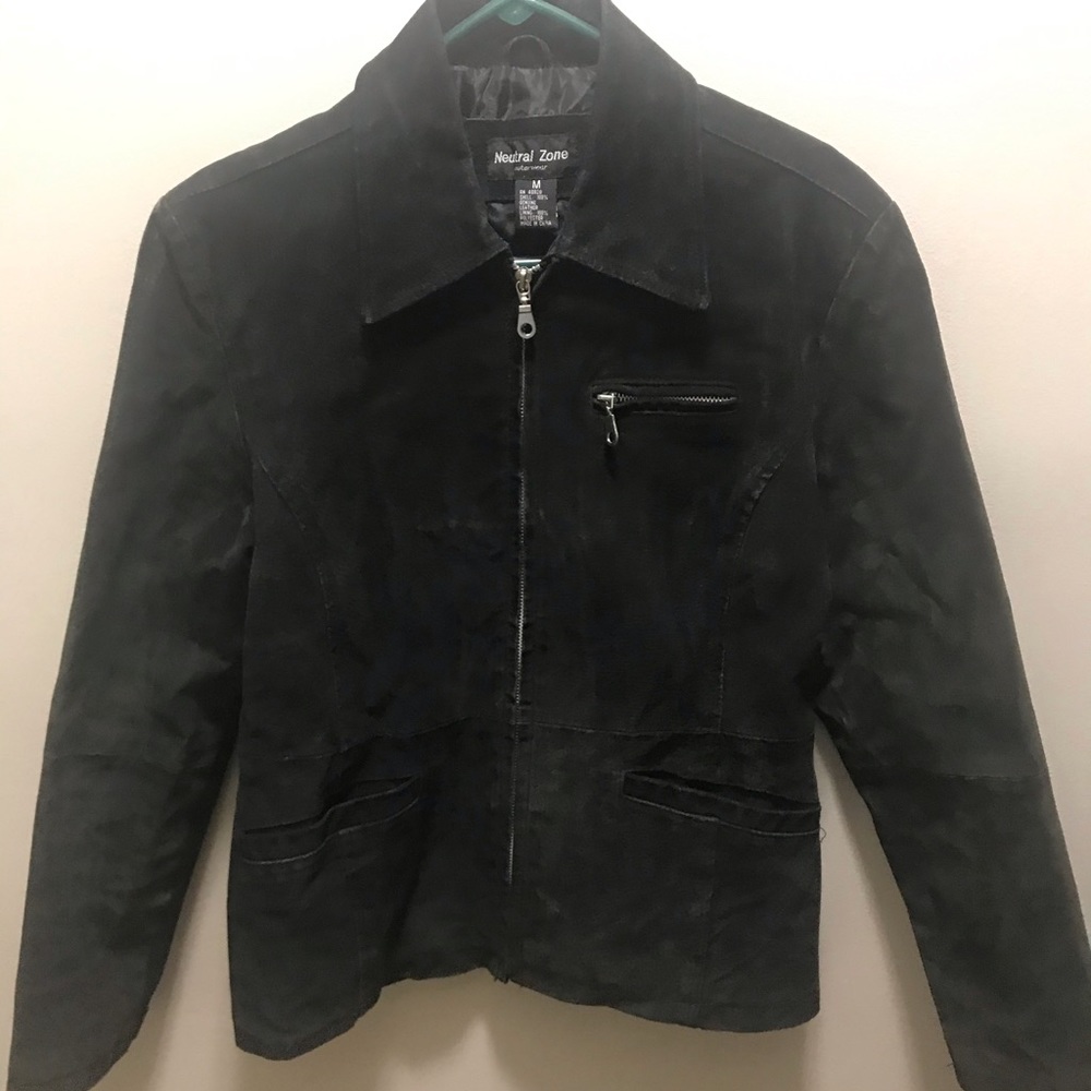 Y2K black Leather jacket